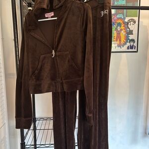Juicy Couture Chocolate Velour Jacket and matching pants